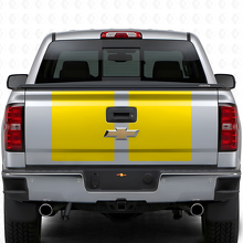 Dubbele brede strepen motorkap- en achterklep vinylstickerset voor Chevrolet Silverado 2014-15_10