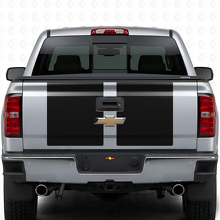 Dubbele brede strepen motorkap- en achterklep vinylstickerset voor Chevrolet Silverado 2014-15_2