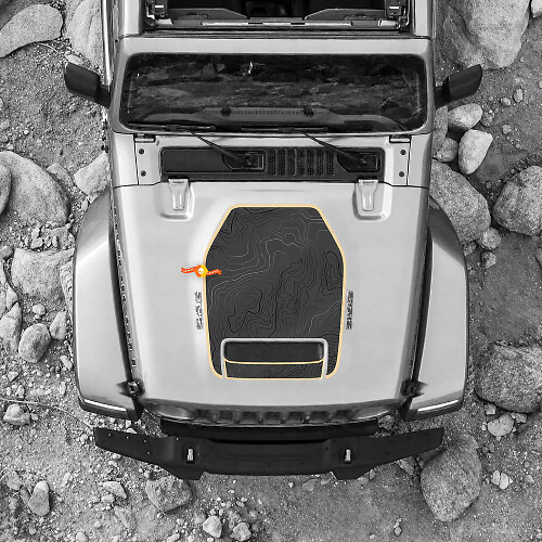 Topografische Kaart Motorkap Vent Vinyl Decal voor Jeep Wrangler