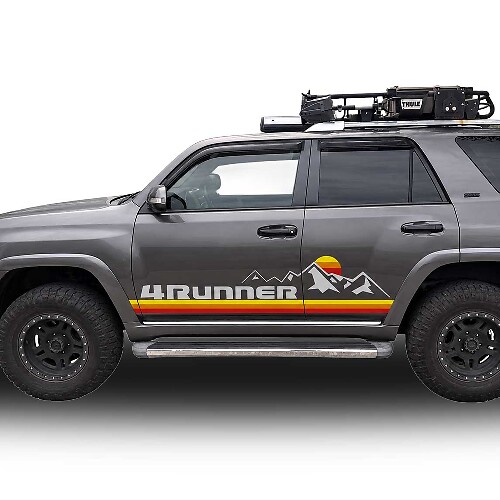 Mountains Retro Stijl Strepen Zij Vinyl Decal Sticker voor Toyota 4Runner 2014-2024