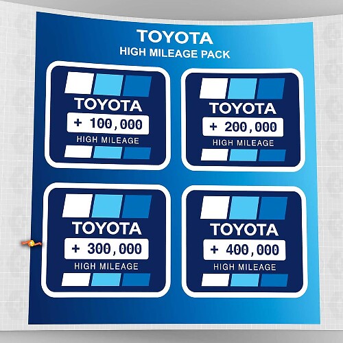 Toyota High Mileage Heritage Blauw Retro Vintage Stickerpakket Decals Graphics