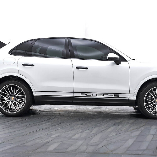 Twee Pinstripe PORSCHE zijdeur vinyl decal sticker voor Porsche Cayenne