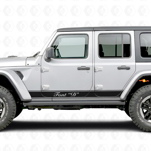 Aangepaste Omlijnde Strepen Zijvinyl Decal Sticker voor Jeep Wrangler 2018-2027