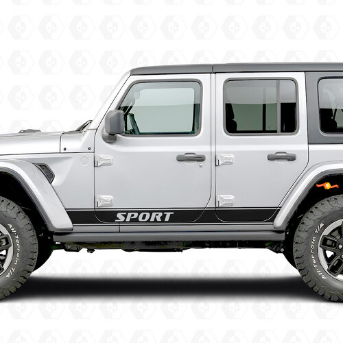 Sport Lettering Outline Strepen Zij Vinyl Decal Sticker voor Jeep Wrangler 2018-2027