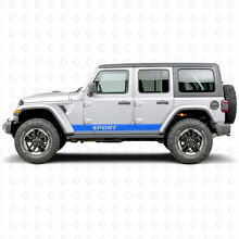 Sport Lettering Outline Strepen Zij Vinyl Decal Sticker voor Jeep Wrangler 2018-2027_3