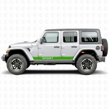 Sport Lettering Outline Strepen Zij Vinyl Decal Sticker voor Jeep Wrangler 2018-2027_5