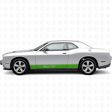 Omlijnde Strepen & Aangepaste Tekst Rocker Panel Vinyl Decal Sticker voor Dodge Challenger_3
