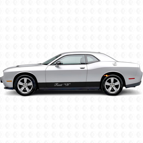Rechtstreekse Strepen & Aangepaste Tekst Rocker Panel Vinyl Decal Sticker voor Dodge Challenger