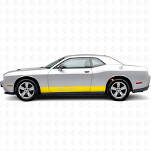 Rechtstreekse Strepen & Aangepaste Tekst Rocker Panel Vinyl Decal Sticker voor Dodge Challenger_5
