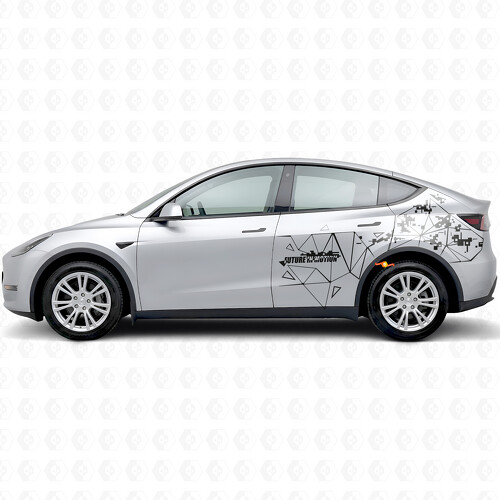 Future In Motion Triangle Style Zijkant Vinyl Decal Sticker voor Tesla Model Y