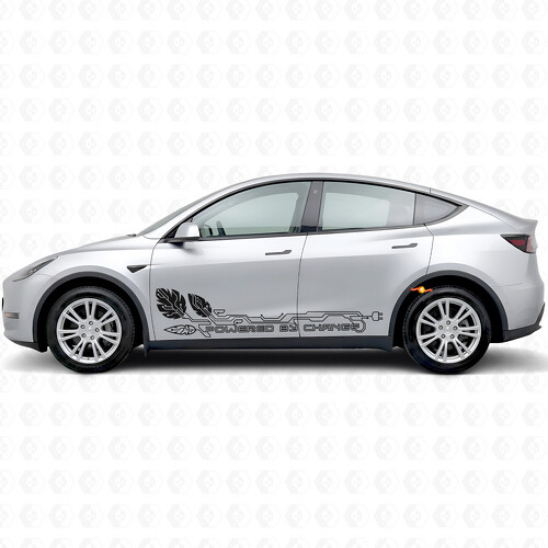 Aangedreven door Change Side Door Vinyl Decal Sticker voor Tesla Model Y