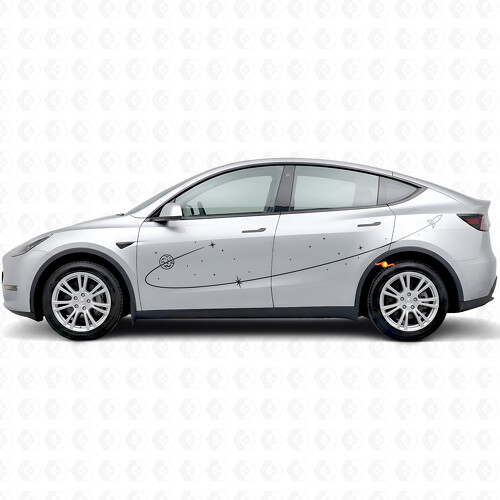 Space Route Side Vinyl Decal Sticker voor Tesla Model Y
