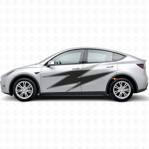 Lightning met contour zij vinyl decal sticker voor Tesla Model Y
