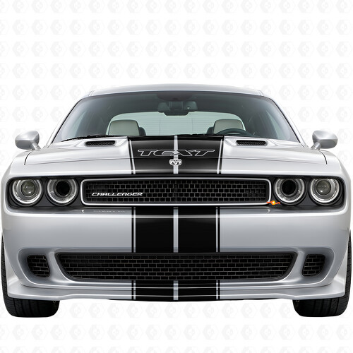 Volledig Kit Vinyl Decal Sticker met Dubbele Contuurlijnen & Aangepaste Tekst voor Dodge Challenger 2008-2014