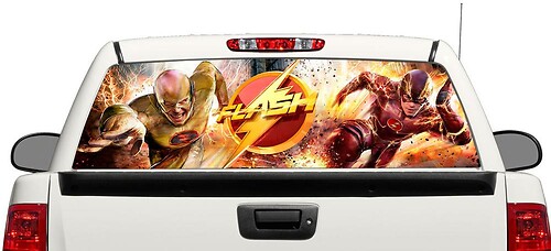 Flash & Reverse-Flash DC Comics Achterraam Vinylsticker voor Vrachtwagens