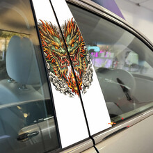 Twin Dragon Face Door Pillar Vinyl Decal Sticker_2