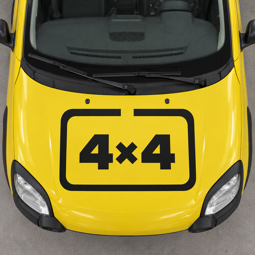Four Square 4x4 Motorkap Vinyl Decal Sticker voor Fiat Panda Cross 319 2014_1