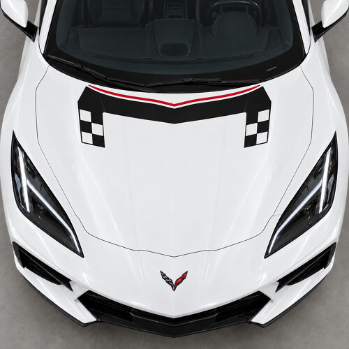 Sticker met ruitmotief op schouderbrug voor C8 Stingray motorkap vinyl decal voor Chevrolet Corvette 2020_1