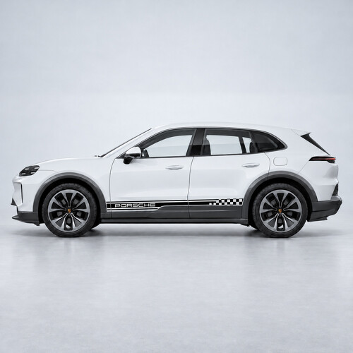 Gemerkt Geblokte Strepen Zijvinyl Decal Sticker voor Porsche Cayenne Electric