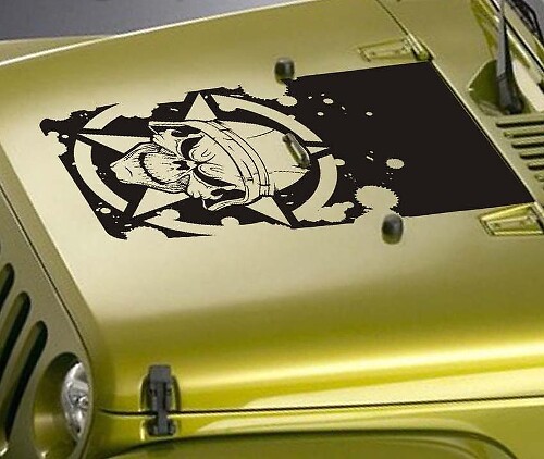 Blackout militaire schedel capuchon vinyl decal voor Jeep Wrangler