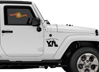 2 van Jeep YJ Tree Mountain Decal Wrangler Decals Stickers Logo kies kleur