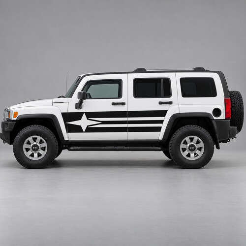Kompasrichting zijsticker vinyl decal voor Hummer H3 2009_1