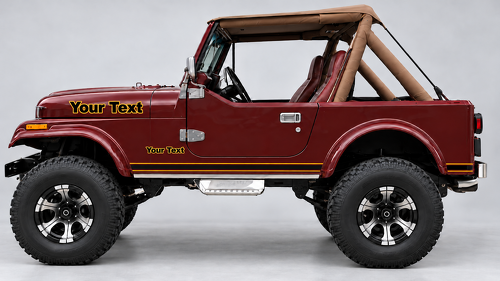 Custom Tekst Ombouw Zijdstrepen Vinyl Decal Set voor Jeep CJ-7 1984