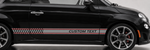 Aangepaste tekst passagierszijde deur en voorspatbord strepen vinyl decal sticker set voor Fiat 500 Abarth 2007