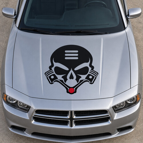 Piston Skull SE Motorkap Vinyl Decal Sticker voor Dodge Charger 2014_1