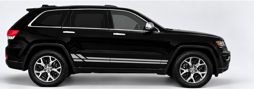 2 Zijstrepen met Trapvormige Achteraccenten Vinyl Decal Kit voor Jeep Grand Cherokee