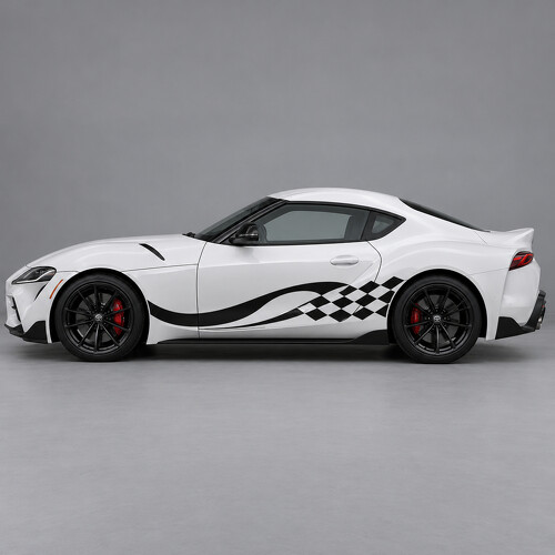 Checker Recoil Strepen Zij Vinyl Decal Sticker voor Toyota GR Supra 3.0 Premium A90 2020–2026_1