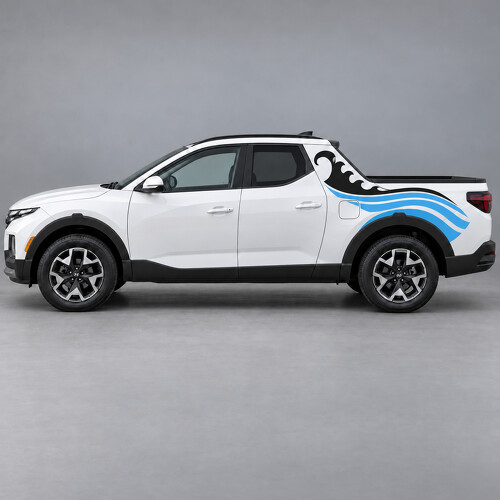 Coastal Breaker Wave Strepen Bedside en Pilaar Vinyl Decal Sticker voor Hyundai Santa Cruz SEL NXT 2022–2024_1