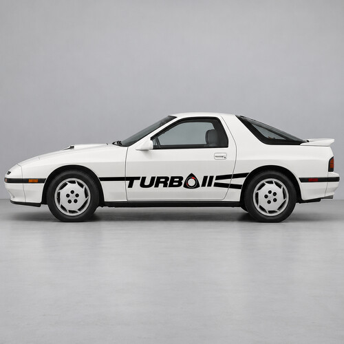 Rotary Turbo Ribbon Strepen Zijvinyl Decal Sticker voor Mazda RX-7 Turbo II FC Serie 4 Tweezits Coupé 1987