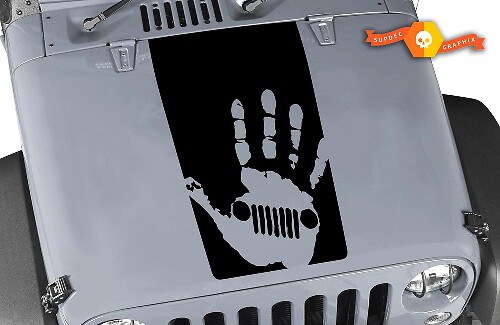 Handafdruk Grill Zwart afdekken Motordeksel Vinyl Sticker voor Jeep Wrangler