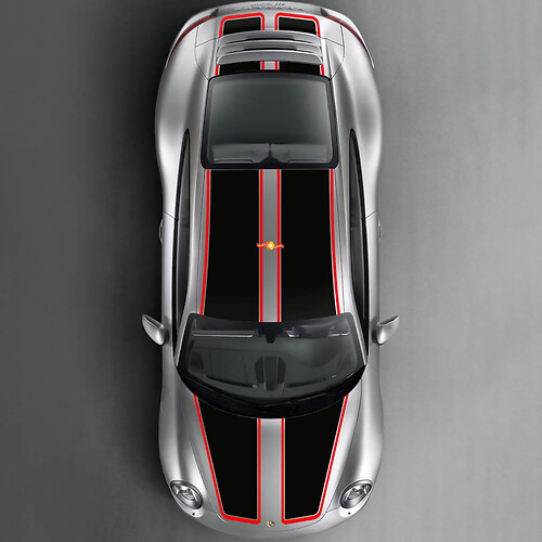 Dual Racing Hood Dak Trunk Stripes voor Porsche 911 -modellen
