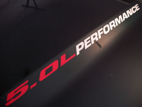 5.0L PERFORMANCE (paar) Motorkapstickers sticker Coyote Mustang GT F150 2015