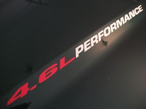 4.6L PERFORMANCE Motorkapstickers Ford Mustang GT F150 2010 09 08 07 06 05 04 03 02