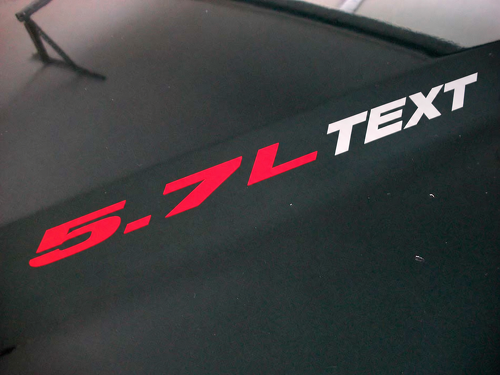 Custom Text 5.7L Motorkapsticker Set voor Dodge Ram, Charger, Challenger