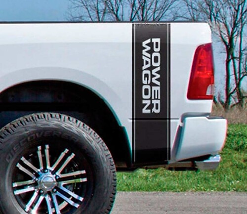 Power Wagon achterzijstrips vinyl decalset voor Dodge Ram