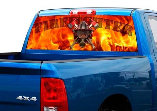 FireFighter Fire Flame Achterruit Decal Sticker Pickup Truck SUV Auto