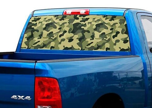 Khaki camouflage achterraamsticker voor pick-up trucks en SUV's