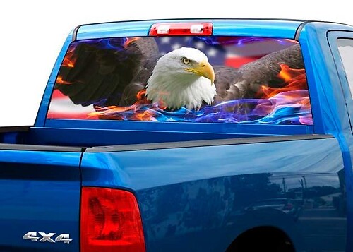Bald Eagle USA-vlag achterraamsticker voor pickup truck