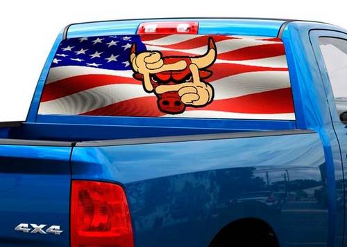 Chicago Bulls basketbal team Achterruit Decal Sticker Pick-up Truck SUV Auto 2