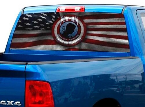 Pow Mia Niet Vergeten Amerikaanse Vlag Achterruitsticker voor Truck SUV