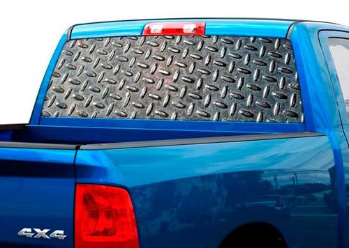 Metalen plaat textuur Achterruit Sticker Sticker Pick-up Truck SUV Auto