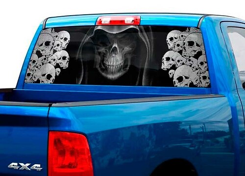 Schedel Grim Reaper Achterruit Vinyl Sticker voor Pick-up Trucks en SUV's
