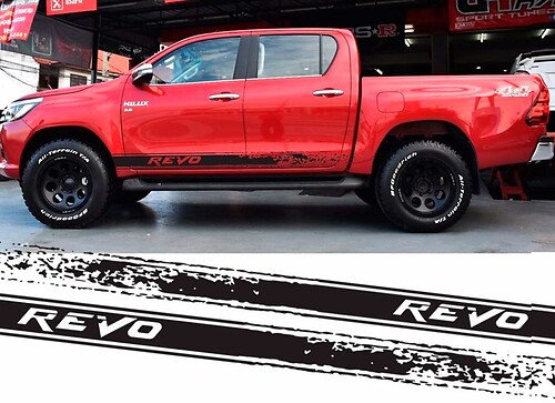 Revo Gesleten Strepen Zij Vinyl Decal Kit voor Toyota Hilux