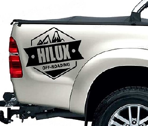 2 PC ACHTER STICKER hilux off road DECAL VOOR TOYOTA HILUX decals badges detaillering sticker