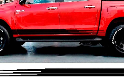 Vinylsticker Set met Drievoudige Aflopende Zijstrepen voor Toyota Hilux