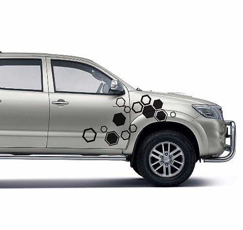 Hexagon Stijl Zijvinyl Decal Kit voor Toyota Hilux Vigo 2011